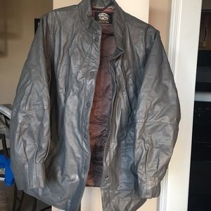 GREY 100% LEATHER COAT